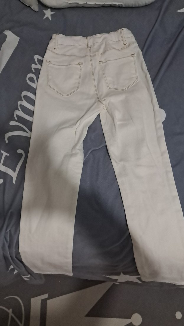 krem beyaz  kız çocuk Dar Kesim Kumaş Pantolon - Görsel 2