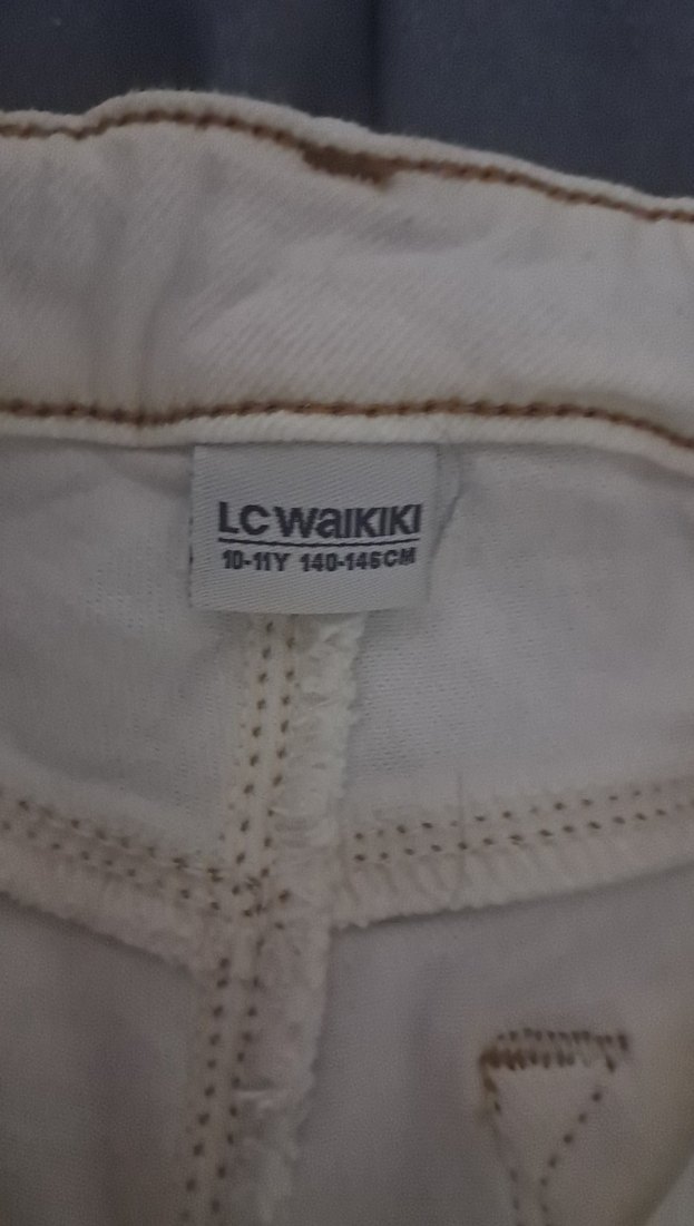 krem beyaz  kız çocuk Dar Kesim Kumaş Pantolon - Görsel 3