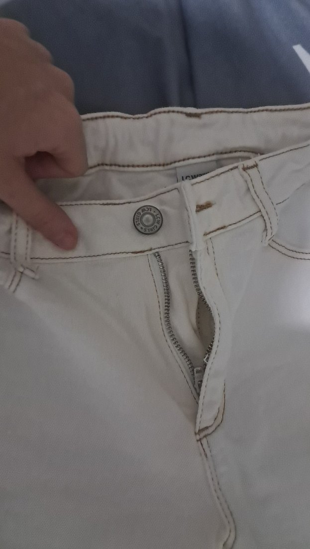 krem beyaz  kız çocuk Dar Kesim Kumaş Pantolon - Görsel 4