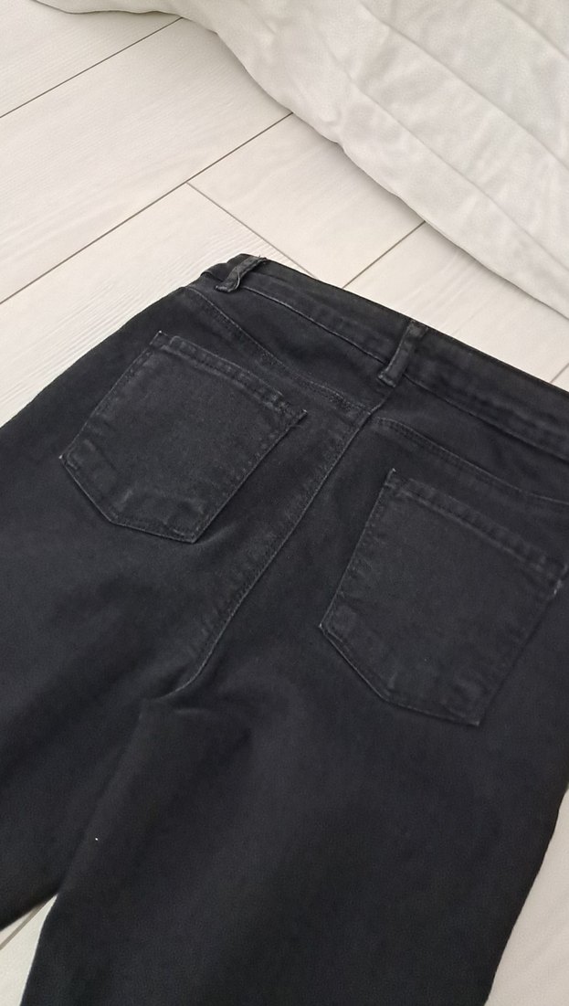 Siyah Payetli Midi ispanyol paça pantalon - Görsel 4