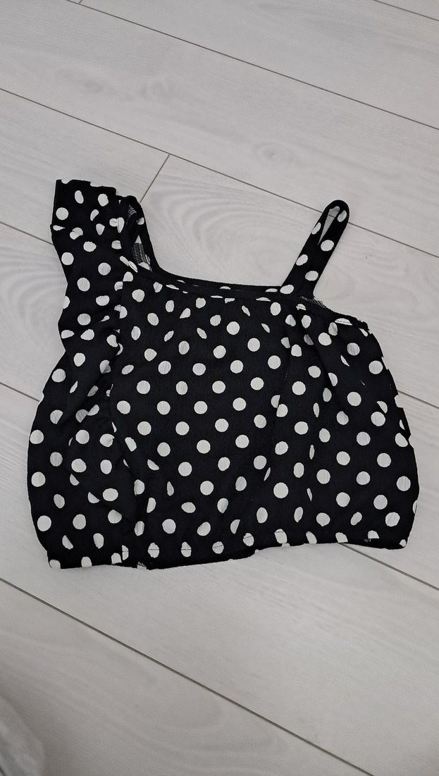 Siyah Puantiyeli kız çocuk tulum üst 7 8 yaş altı 8 9 yaş - Görsel 4