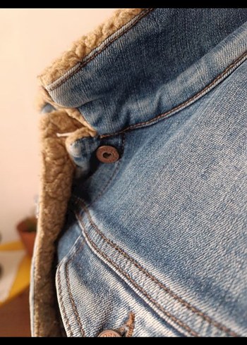 Düğmeli Kadın Mavi Denim Ceket - Görsel 8