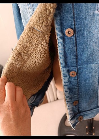 Düğmeli Kadın Mavi Denim Ceket - Görsel 4