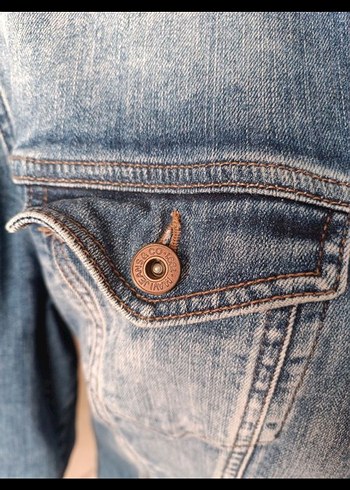 Düğmeli Kadın Mavi Denim Ceket - Görsel 7