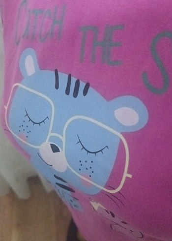 Kız Çocuk Pembe Uzun Kollu Baskılı Tişört - Görsel 3