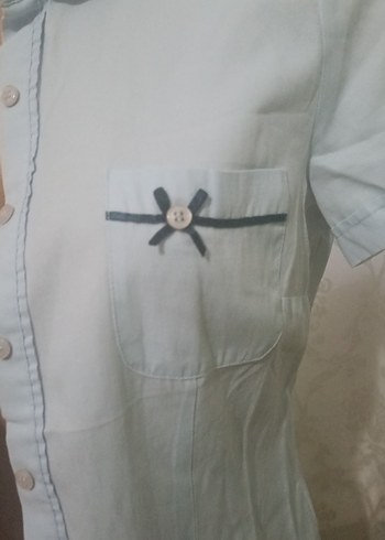 Kadın açık mavi Kısa Kollu Gömlek - Görsel 2