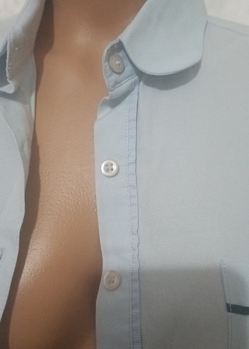 Kadın açık mavi Kısa Kollu Gömlek - Görsel 3