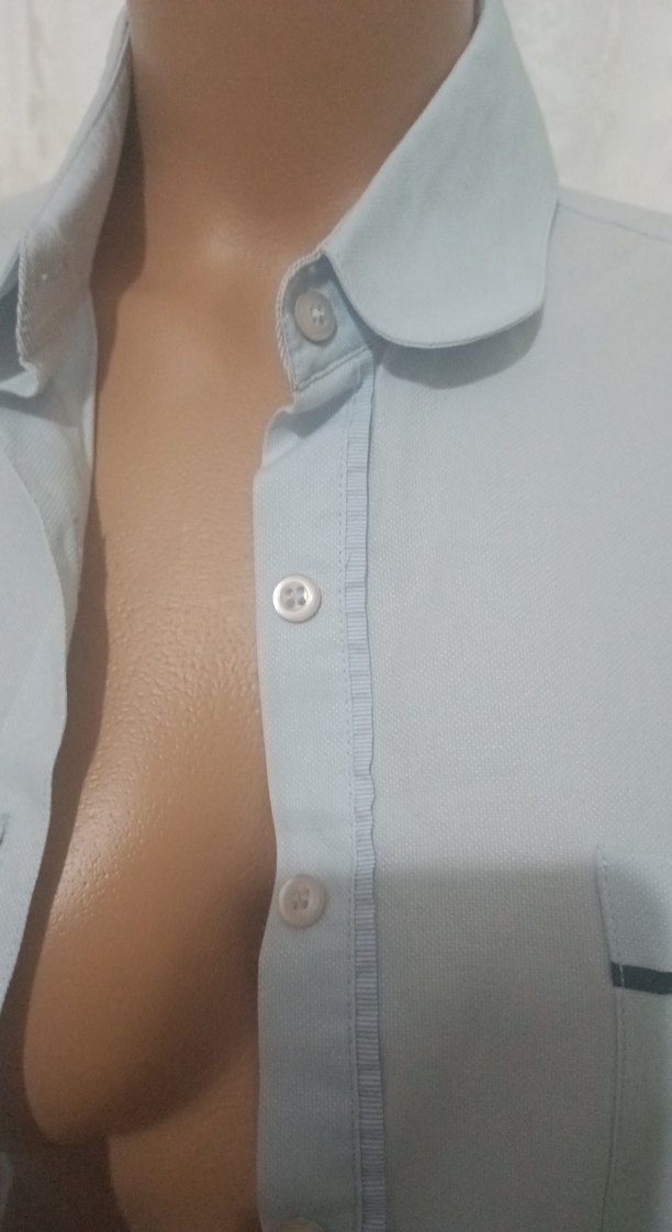 Kadın açık mavi Kısa Kollu Gömlek - Görsel 3