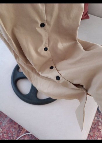 Bej Düğmeli Uzun Bohem Elbise - Görsel 4