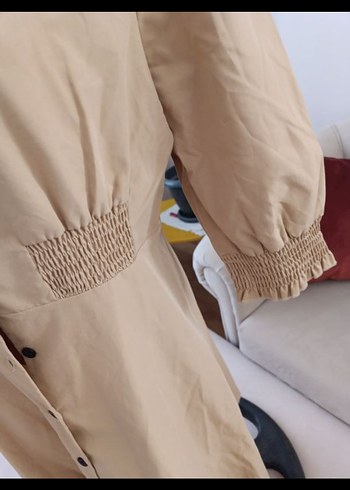 Bej Düğmeli Uzun Bohem Elbise - Görsel 3