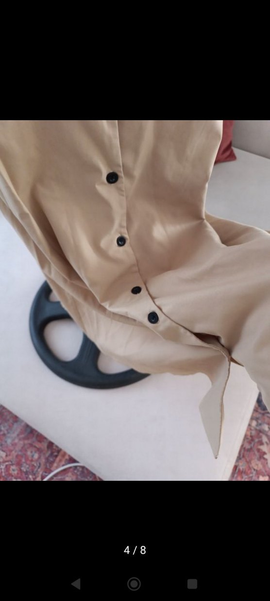 Bej Düğmeli Uzun Bohem Elbise - Görsel 4