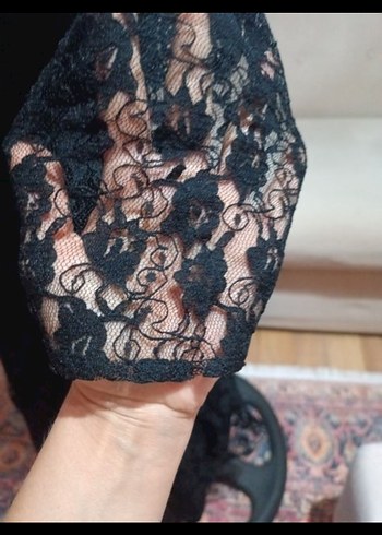 Dantel Detaylı Siyah Gotik Elbise - Görsel 5