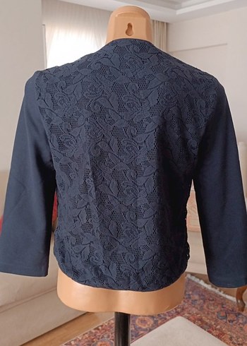 Standart Beden Beden Kızlar İçin Düğmeli Lacivert Bolero