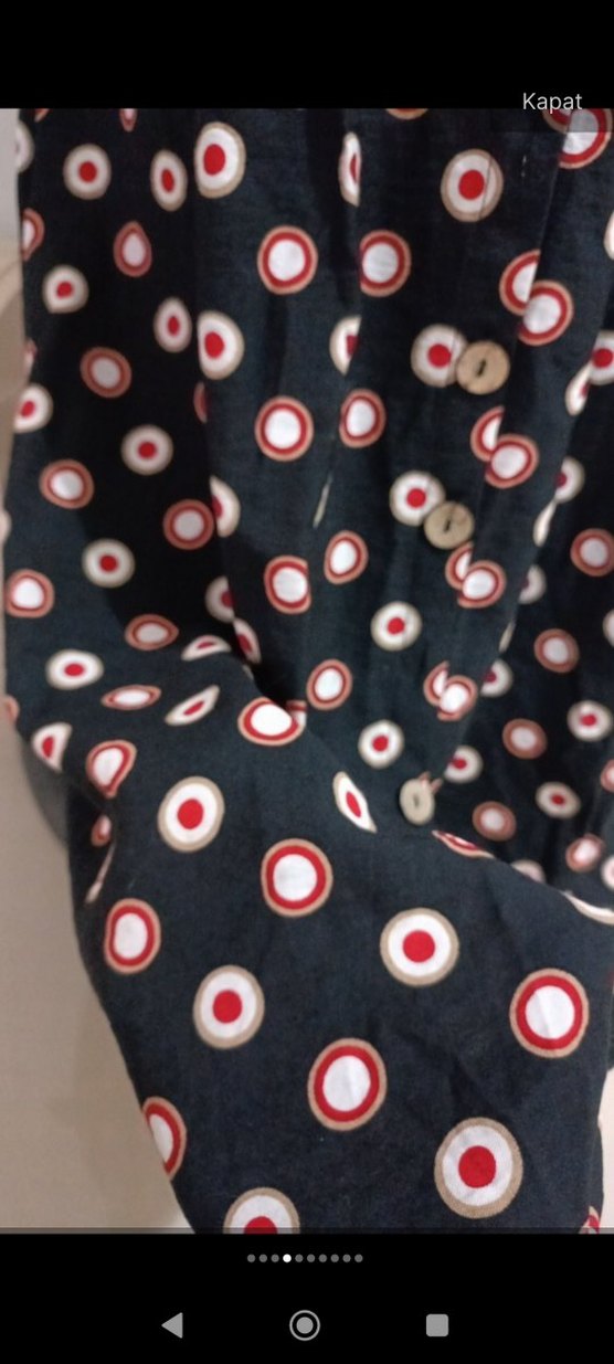 Düğmeli Puantiyeli Uzun Bohem Elbise - Görsel 3