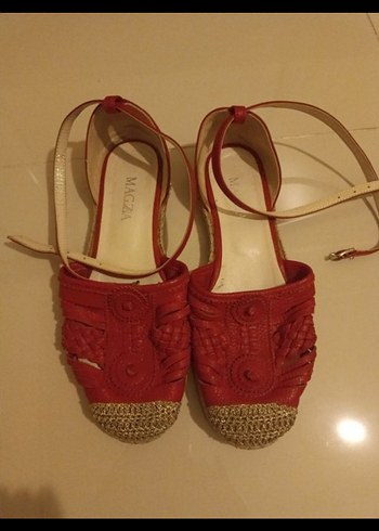 Kırmızı hakiki magza marka  Deri Bohem Kadın espadril - Görsel 11