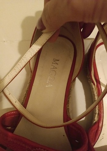 Kırmızı hakiki magza marka  Deri Bohem Kadın espadril - Görsel 10