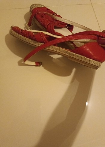 Kırmızı hakiki magza marka  Deri Bohem Kadın espadril - Görsel 9