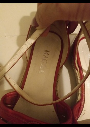 Kırmızı hakiki magza marka  Deri Bohem Kadın espadril - Görsel 13