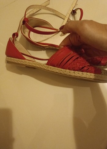 Kırmızı hakiki magza marka  Deri Bohem Kadın espadril - Görsel 8