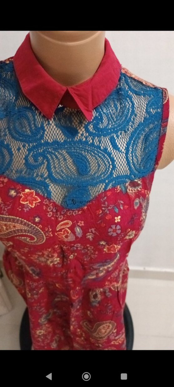 codentry Dantel Detaylı  Çok Renkli yün pamuk karışımı Elbise - Görsel 4