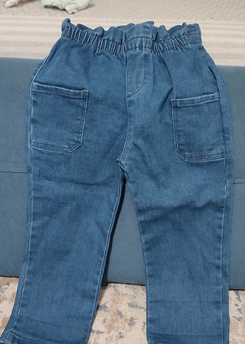 kız Çocuk Gri Bol Kesim Denim Pantolon