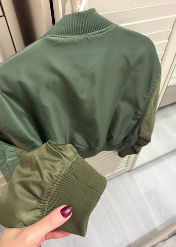 Haki Kadın Street Wear Fermuarlı Ceket - Görsel 6