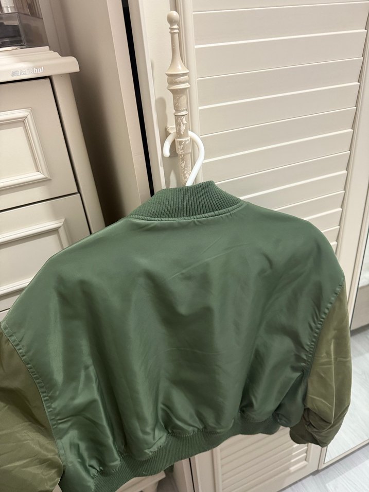 Haki Kadın Street Wear Fermuarlı Ceket - Görsel 4