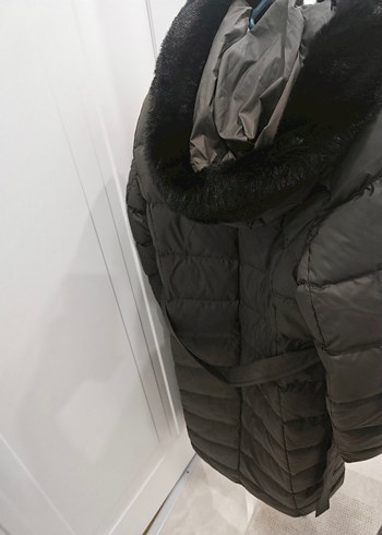 Armine Kadın Gri Uzun Kışlık Kürklü Mont - Görsel 9