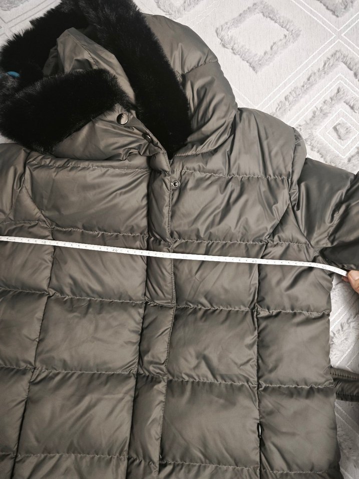 Armine Kadın Gri Uzun Kışlık Kürklü Mont - Görsel 4