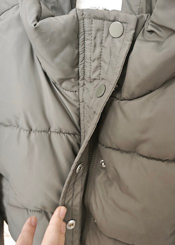 Defacto Gri Düğmeli Midi Kış Montu - Görsel 5