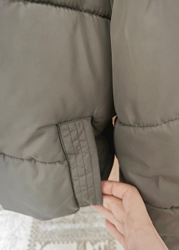 Defacto Gri Düğmeli Midi Kış Montu - Görsel 7