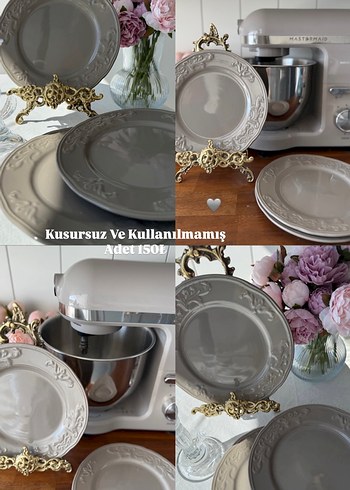 Madame Coco Bej Dantel Desenli pasta tabağı