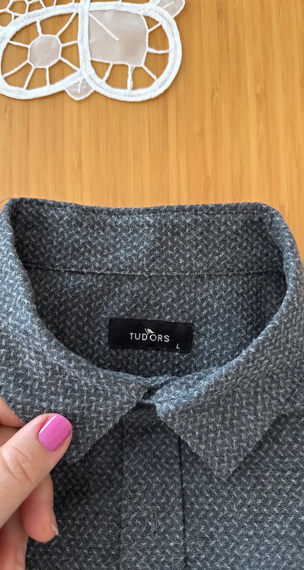 Gri hafif kışlık Uzun Kollu Erkek Gömlek - Görsel 2