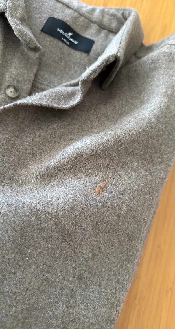 Gri Düğmeli Yün Erkek Gömlek - Görsel 3