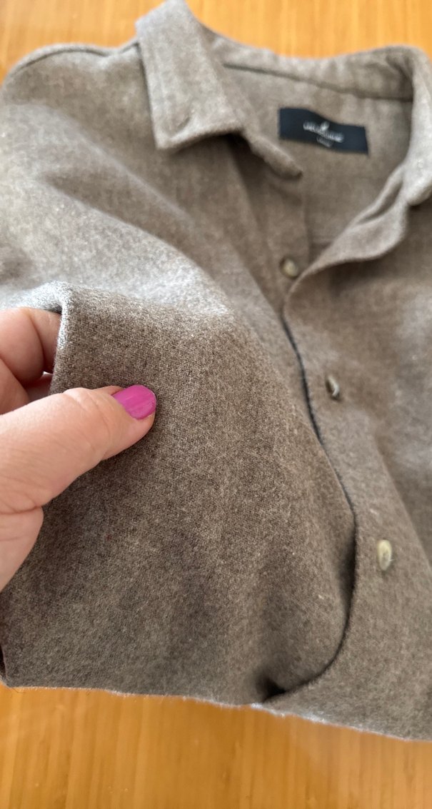 Gri Düğmeli Yün Erkek Gömlek - Görsel 4
