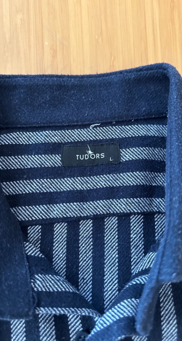 Düğmeli Çizgili yün Gömlek - Görsel 3