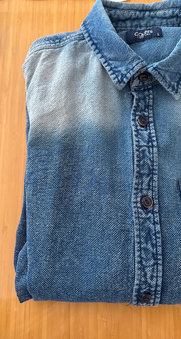 Mavi Düğmeli erkek Denim gömlek - Görsel 4