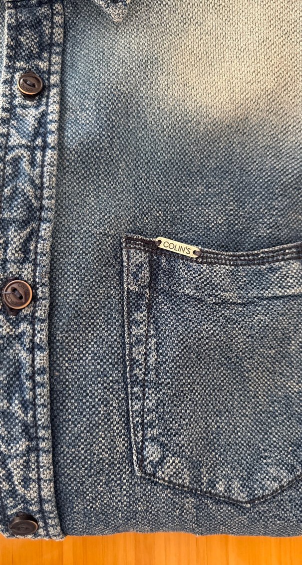 Mavi Düğmeli erkek Denim gömlek - Görsel 3