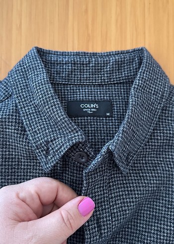 Düğmeli Gri Erkek Gömlek - Görsel 2