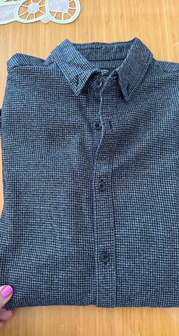 Düğmeli Gri Erkek Gömlek - Görsel 3