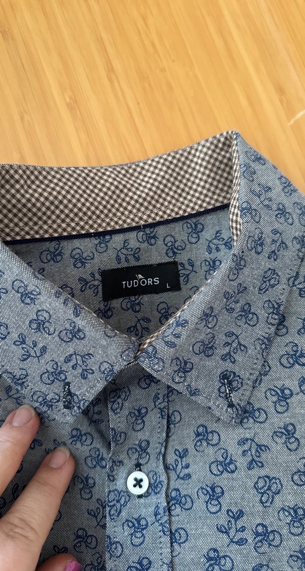 Erkek Mavi gri uzun Kollu Desenli Gömlek - Görsel 2