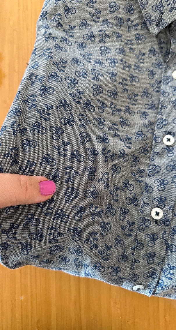 Erkek Mavi gri uzun Kollu Desenli Gömlek - Görsel 3