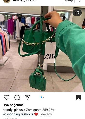 Zara yeşil çanta
