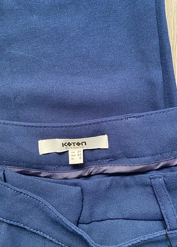 Koton Düğmeli Lacivert Kadın Kumaş Pantolon yüksek bel