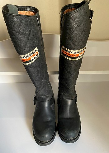 Harley Davidson Kadın Siyah Deri Dizüstü Bot