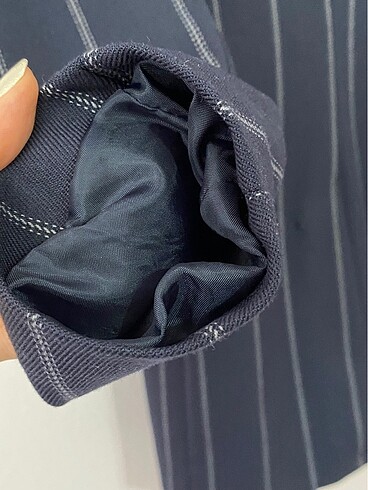Koton Bağlama Detaylı Kruvaze Çizgili Blazer Ceket