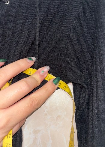 Siyah V Yaka Uzun Kollu Triko Elbise / tunik - Görsel 4