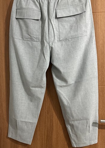 s Beden gri Renk Zara Gri Midi Keten Kumaş Kadın Pantolon