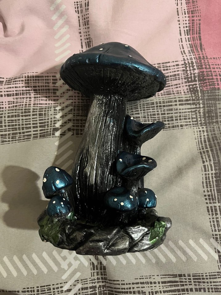 Mavi Koyu Renkli Mantar Figürin Tütsülük - Görsel 2