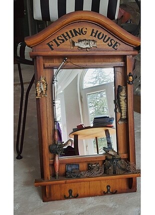 Tahta minyatür fishing house ayna